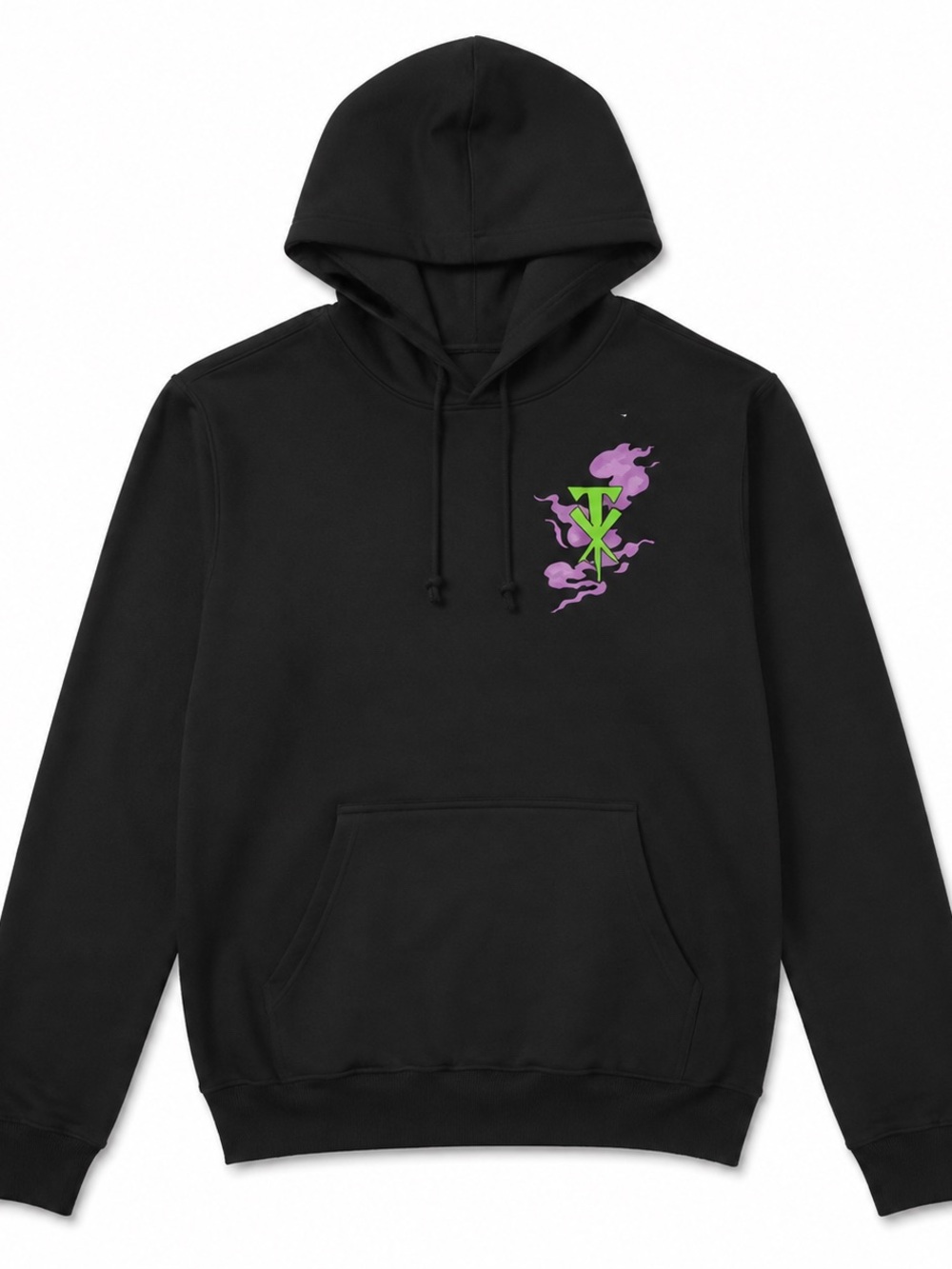 WWE Black Crewneck Hoodie with Green Logo and Purple Flame